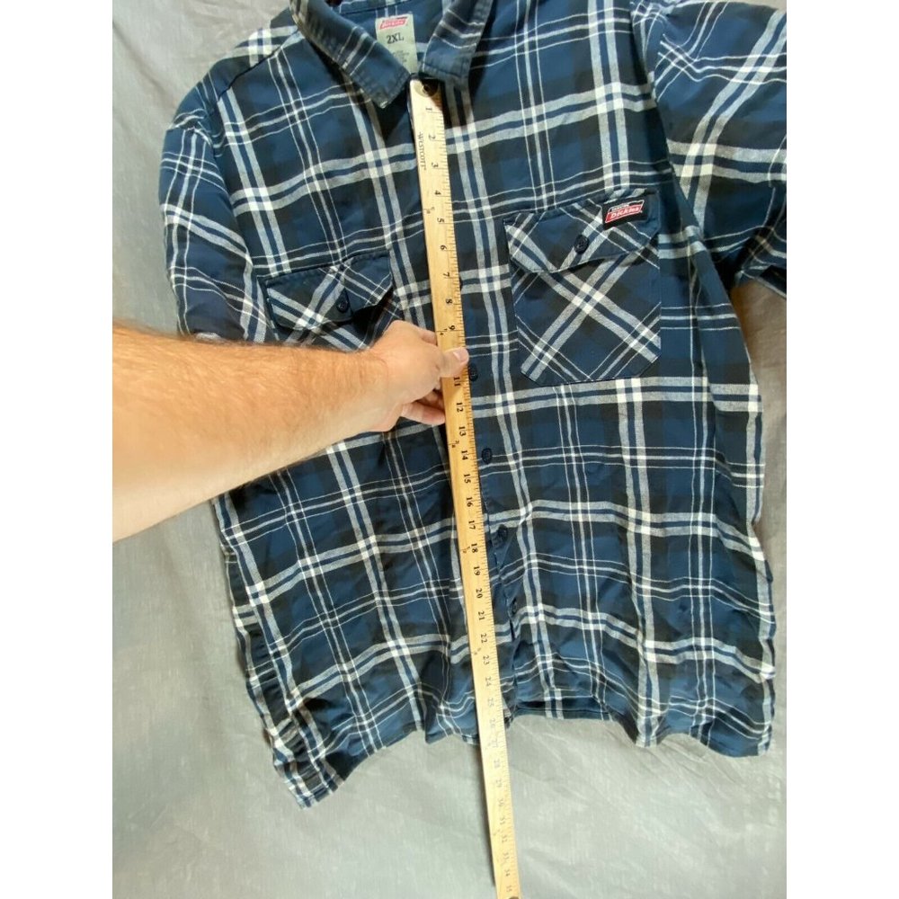 Dickies Button Up Shirt‎ Adult 2XL Blue White Black Plaid Casual Mens. - Picture 7 of 9